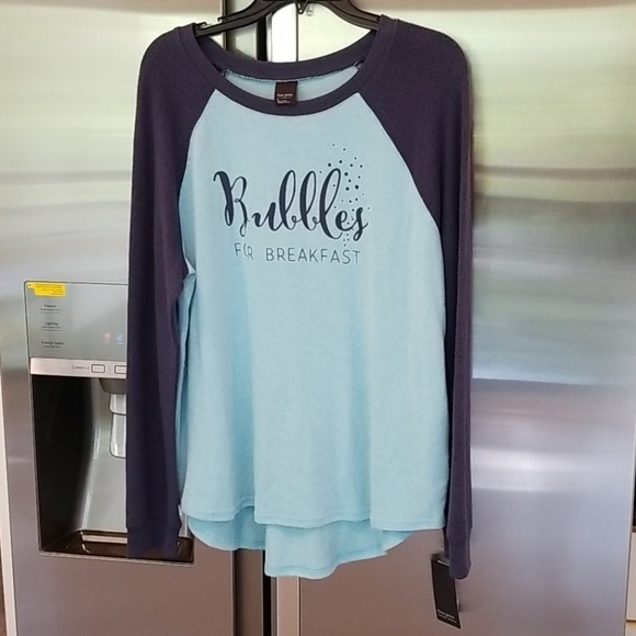 💕FREE PRESS💕 Raglan Long Sleeve Ultra Soft Tee Bubbles for Breakfast M NWT - Picture 6 of 11